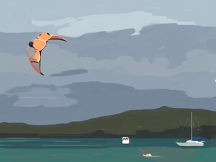 Kiteboarding on Great Bay